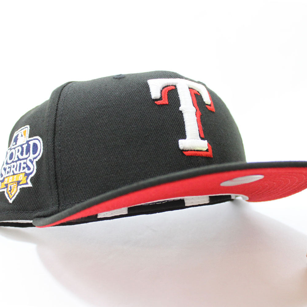 Texas Rangers 2010 World Series New Era 59Fifty Fitted Hat (Black Red