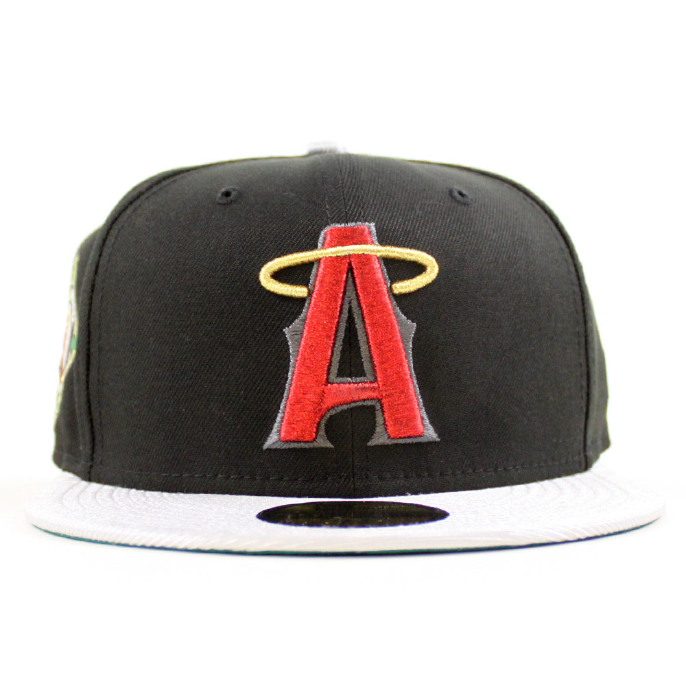 Anaheim Angels Angel Patch New Era 59Fifty Fitted Hat (Black Silver Gr ...