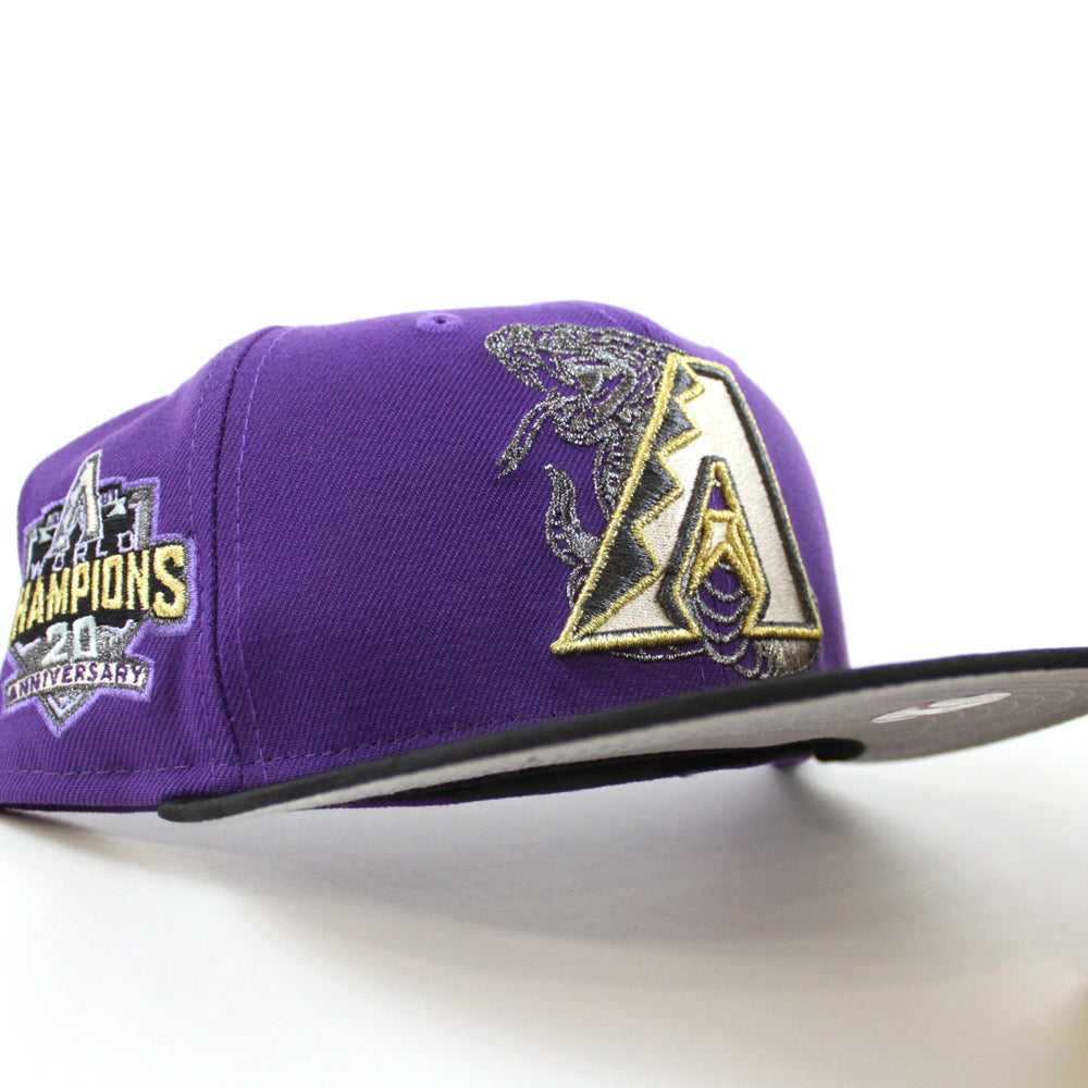 Arizona Diamondbacks 2001 World Champions 20th Anniversary New Era 59FIFTY Fitted Hat (Purple Black Camo Gray Under BRIM) 7 3/8