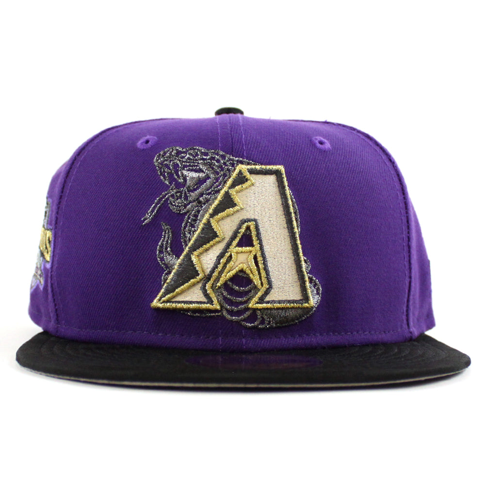 Arizona Diamondbacks 2001 World Champions 20th Anniversary New Era 59FIFTY Fitted Hat (Purple Black Camo Gray Under BRIM) 7 3/8