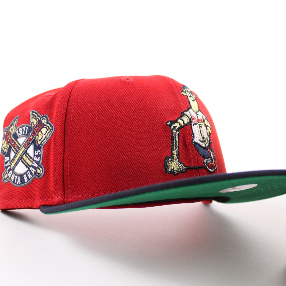 Atlanta Braves 1871 Atlanta Braves Patch New Era 59FIFTY Fitted Hat (Scarlet Red Navy Green Under BRIM) 7