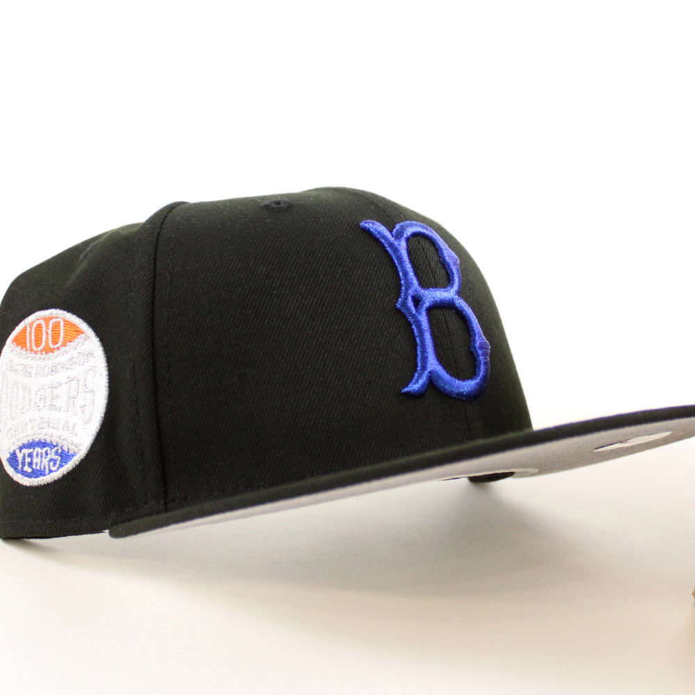 Brooklyn Dodgers 100 Years Jackie Robinson 59FIFTY New Era Fitted Hat (Black Gray Under BRIM) 7 1/8