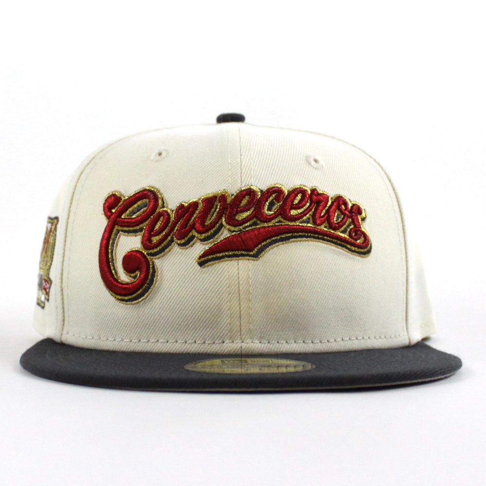 Cervecros Milwaukee Brewers 40TH New Era 59Fifty Fitted Hat Chrome White Graphite Gray Under Brim