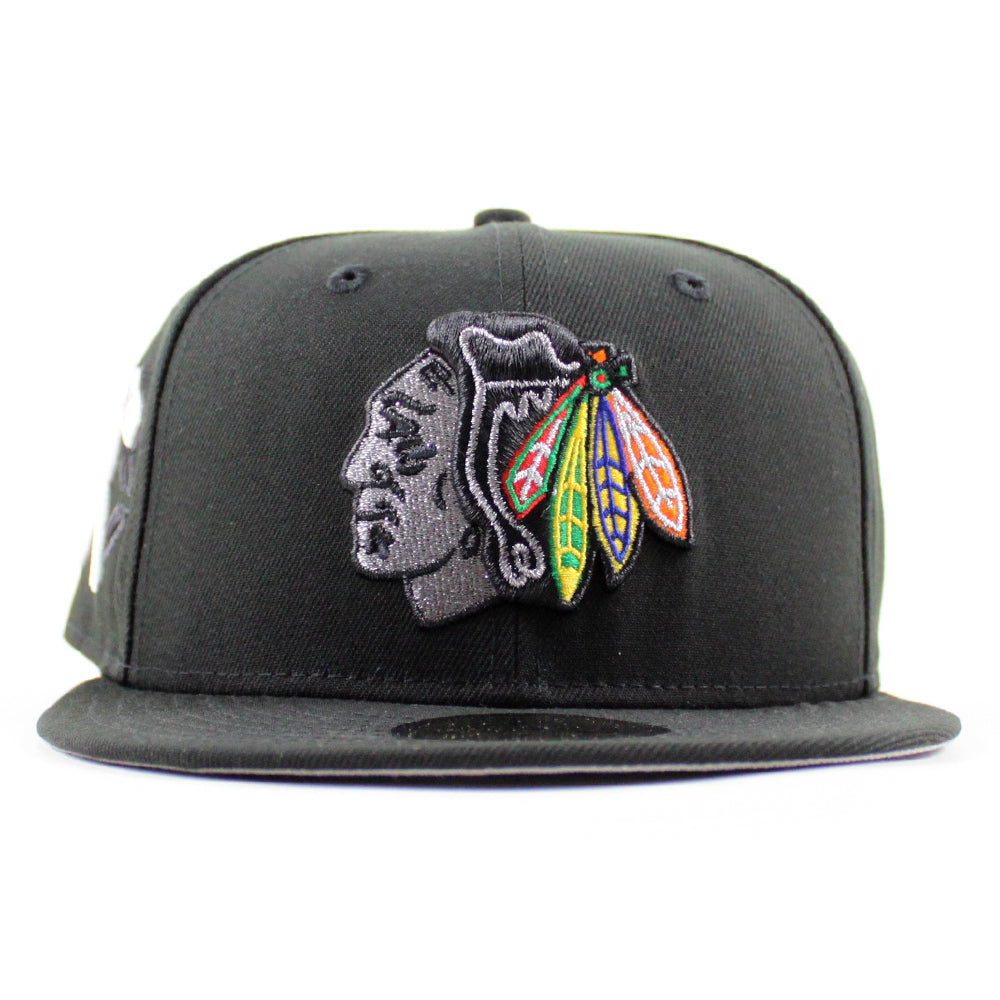 59fifty All Black Blackhawks Hat ?PRE-ORDER? Chicago Blackhawks