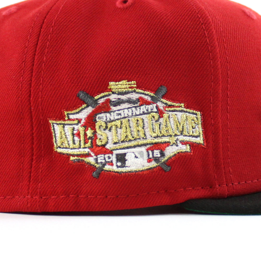 Cincinnati Reds Los Rojos Black Red 59Fifty Fitted Hat by MLB x