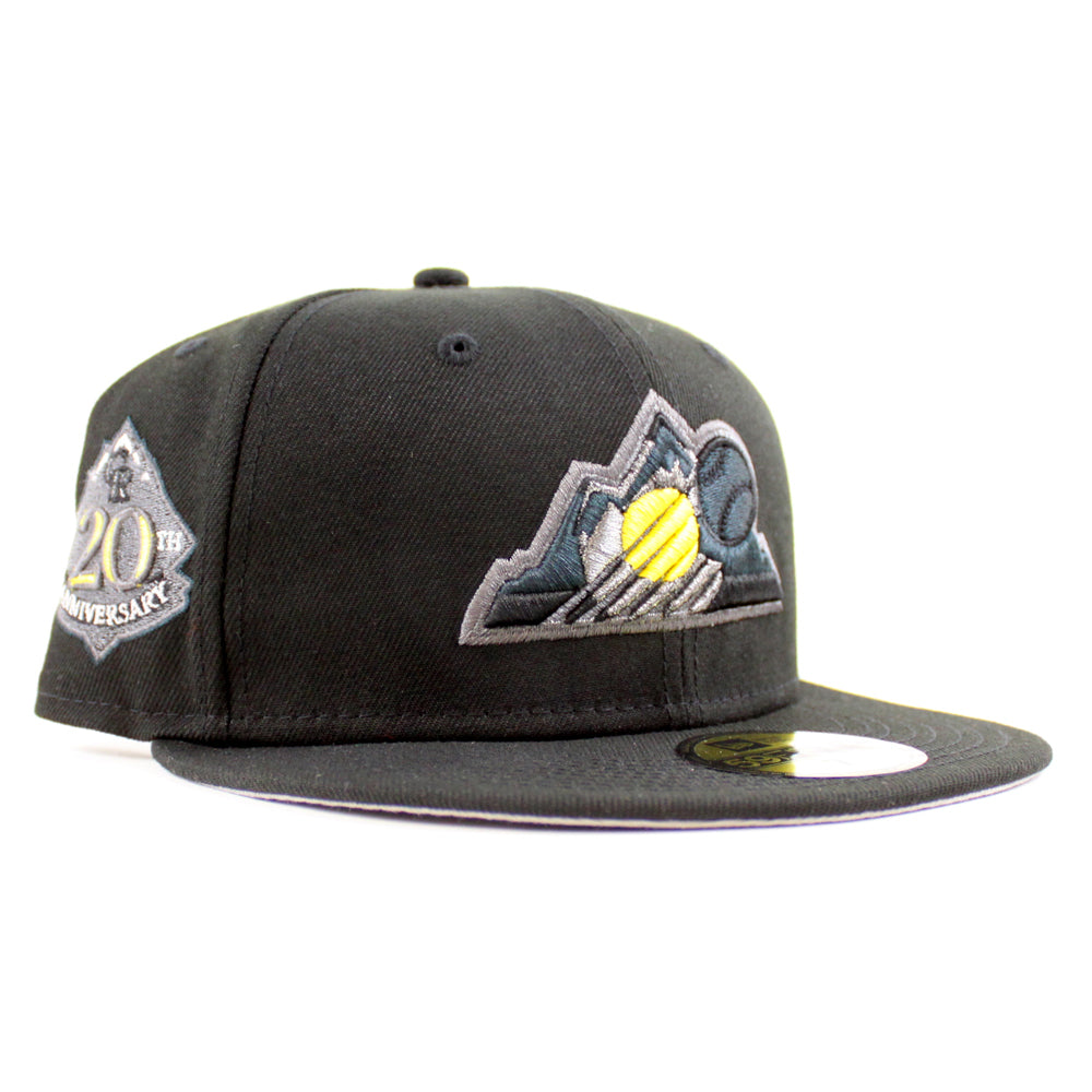 Colorado Rockies 20th Anniversary New Era 59FIFTY Fitted Hat (Black Chrome White Gray Under BRIM) 8