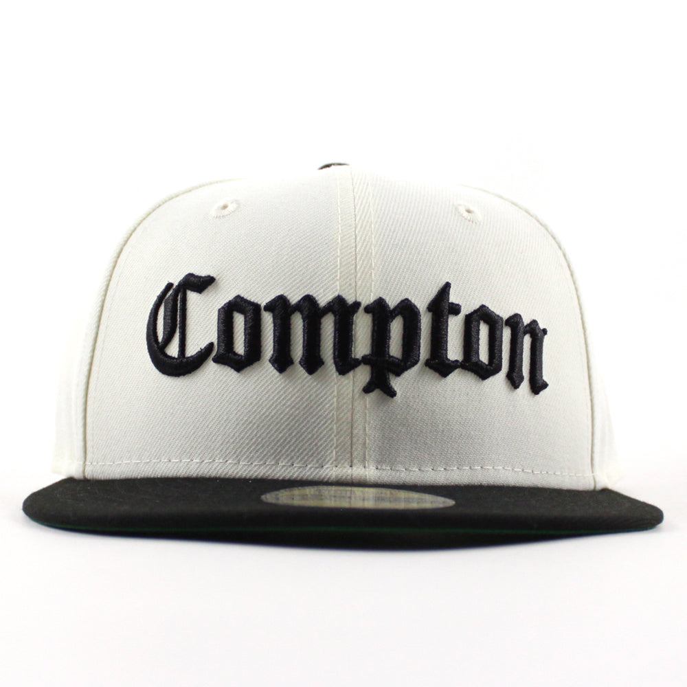 Compton New Era 59fifty Fitted Hat (Chrome White Black Green Under Bri ...