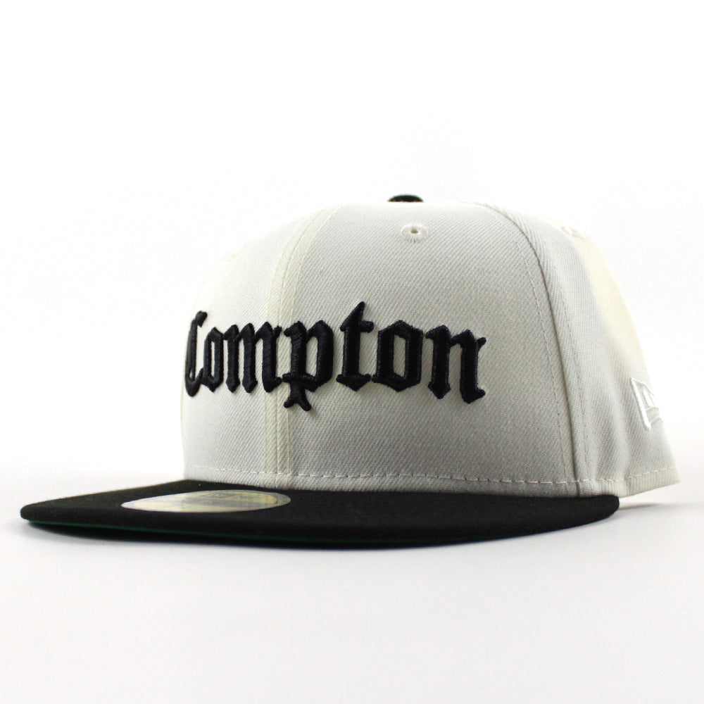 Compton New Era 59fifty Fitted Hat (Chrome White Black Green Under Bri ...