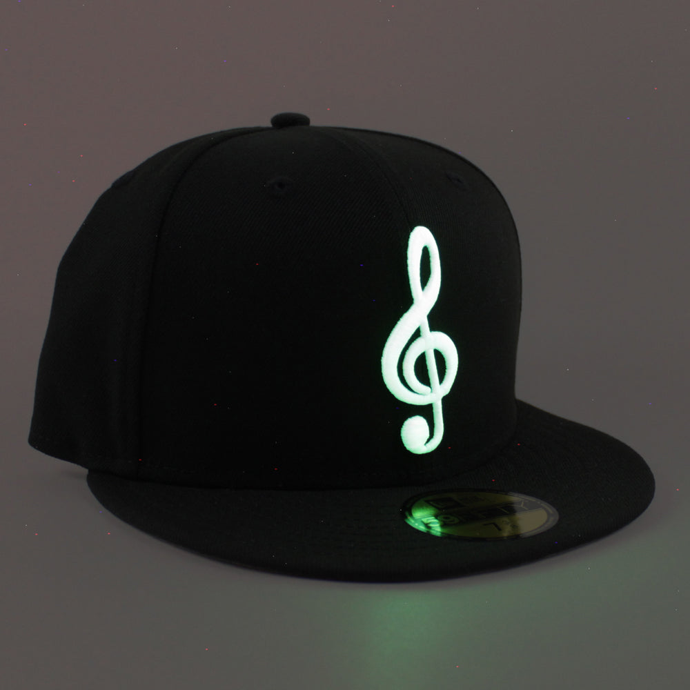 G Clef Music Note New Era Fitted Hat (Black Gray Under Brim