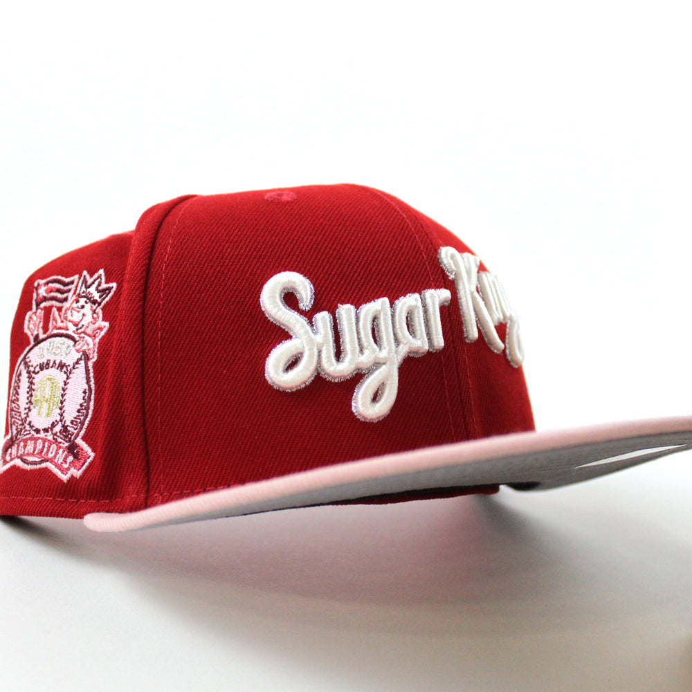 Havana Sugar Kings New Era 59FIFTY Fitted Hat (Red Blush Sky and Gray Under BRIM) 7 5/8
