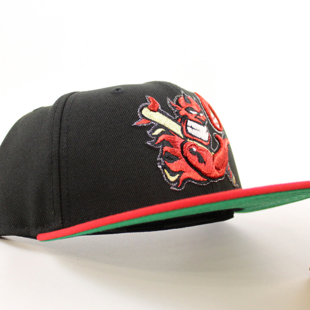 Hellrazors New Era 59FIFTY Fitted Hat (Black Scarlet Red Green Under BRIM) 6 7/8