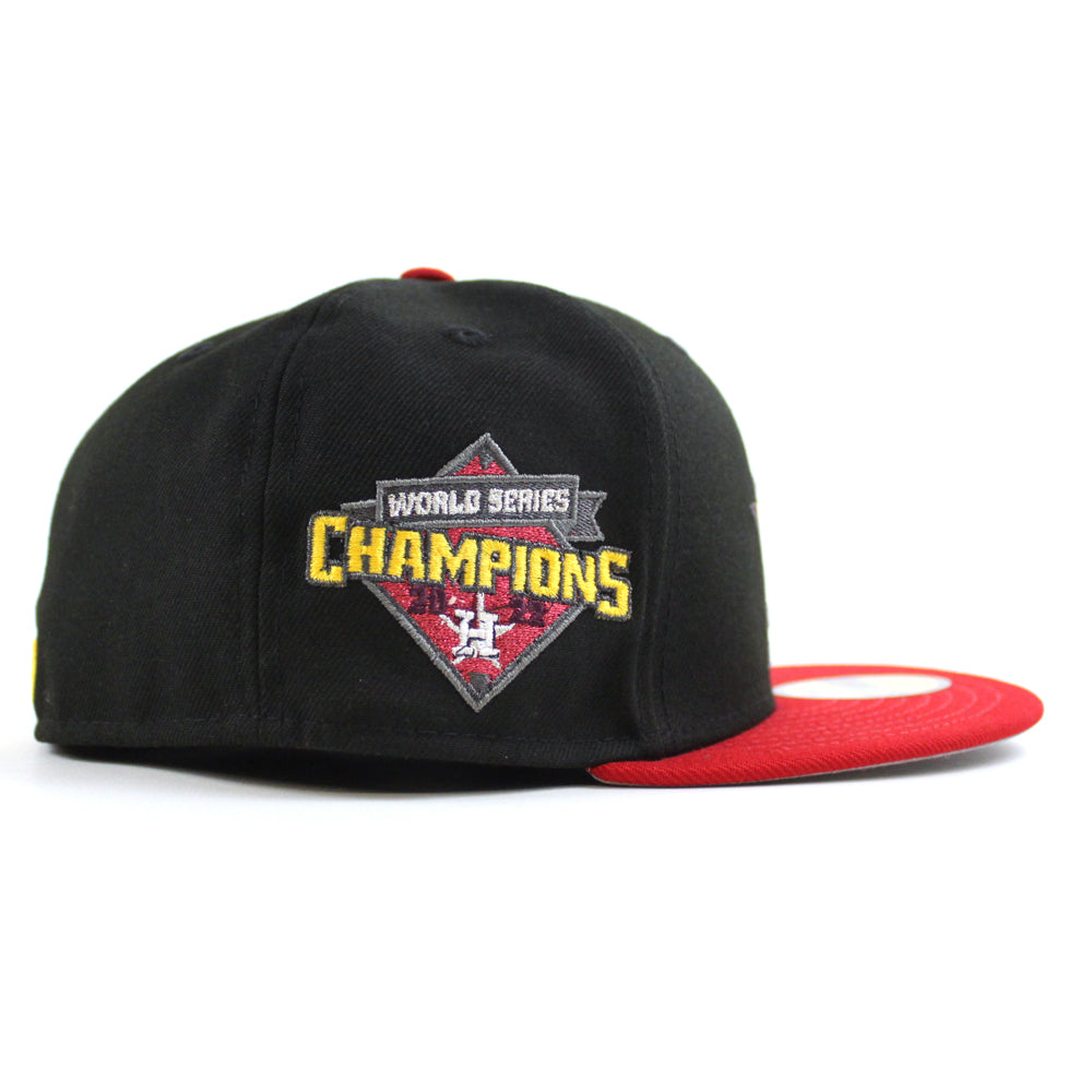Houston Astros 2022 World Series Champions New Era 59FIFTY Fitted Hat (Black Red Green Under BRIM) 7 3/8