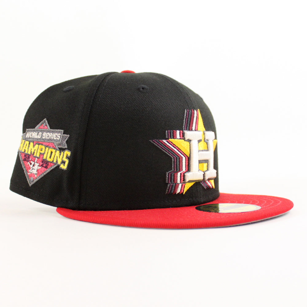 Houston Astros 2022 World Series Champions New Era 59FIFTY Fitted Hat (Black Red Green Under BRIM) 7 3/8