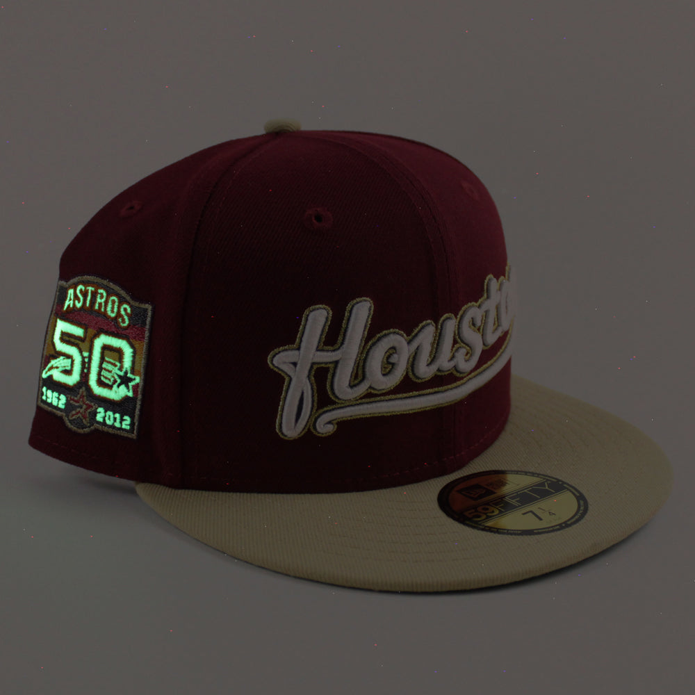 Houston Astros New Era Custom Maroon 50th Side Patch 59FIFTY Fitted Hat, 7 1/2 / Maroon