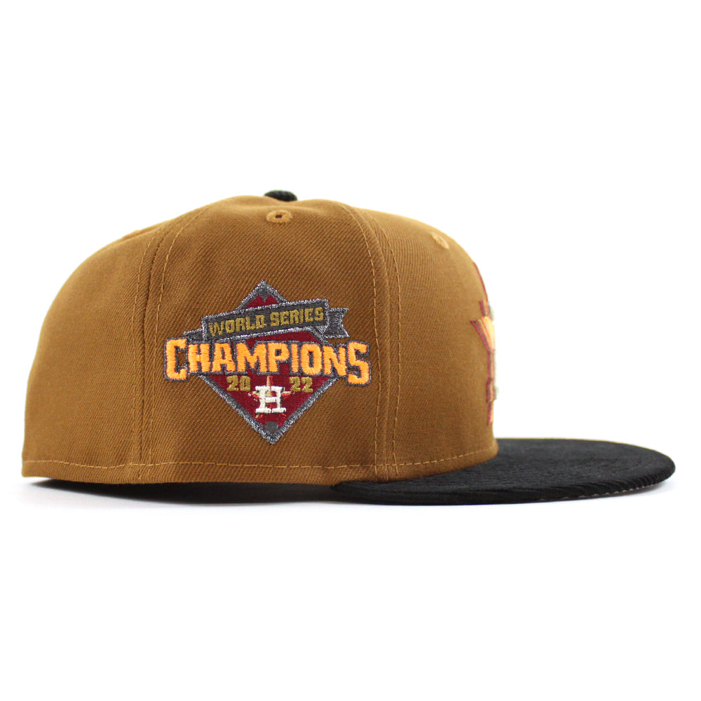 Houston Astros World Series Champions 2022 New Era 59FIFTY Fitted Hat (Toasted Peanuts Corduroy Gray Under BRIM) 7 1/2