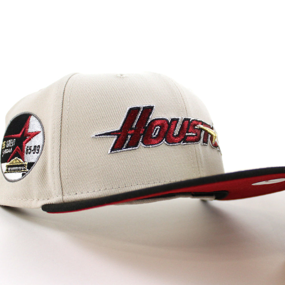 Houston Astros 35 Great Years New Era 59FIFTY Fitted Hat (Stone Black Red Under BRIM) 7 1/8