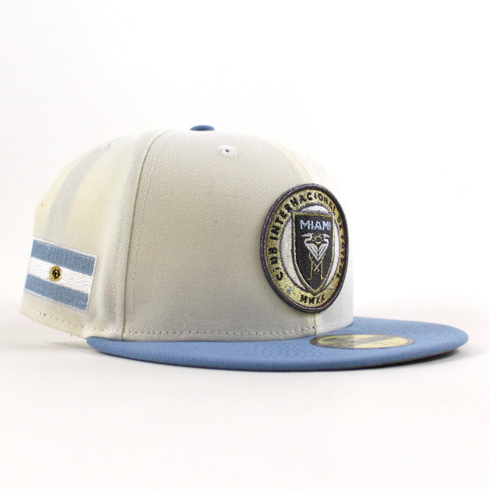 Inter Hat Inter Miami CF Argentina Flag New Era 59Fifty Fitted Hat (Chrome White ...