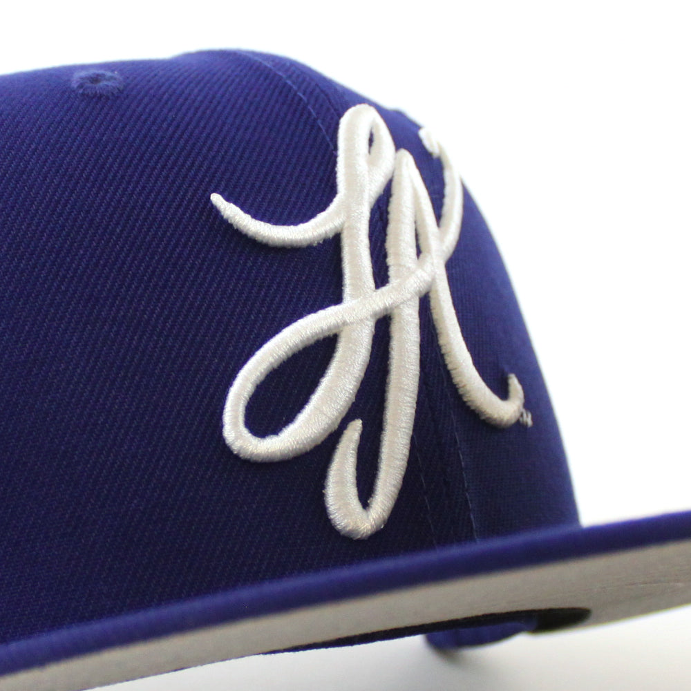 LA Script New Era 59Fifty Hat (Dark Royal Blue GRAY UNDER BRIM) – ECAPCITY