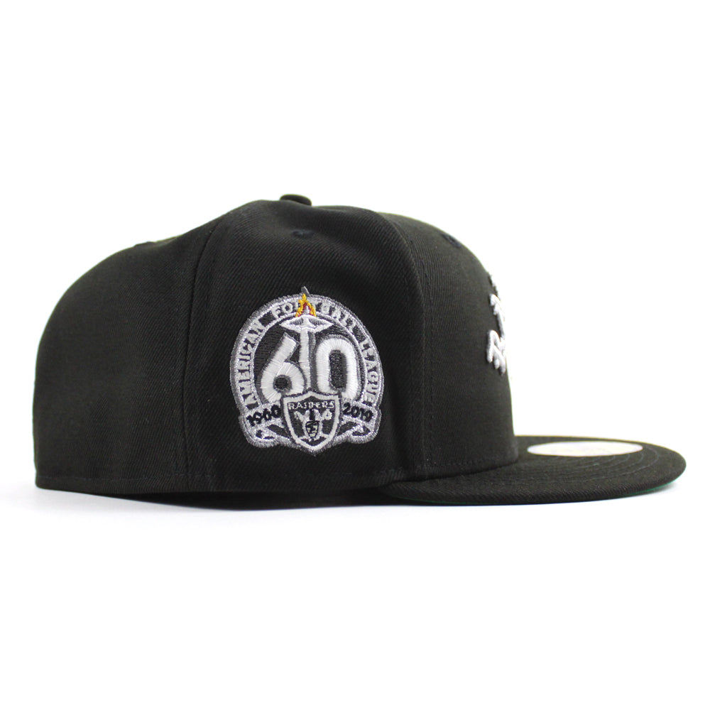 Las Vegas Raiders New Era Custom Black Patches All Over 59FIFTY Fitted Hat, 7 5/8 / Black