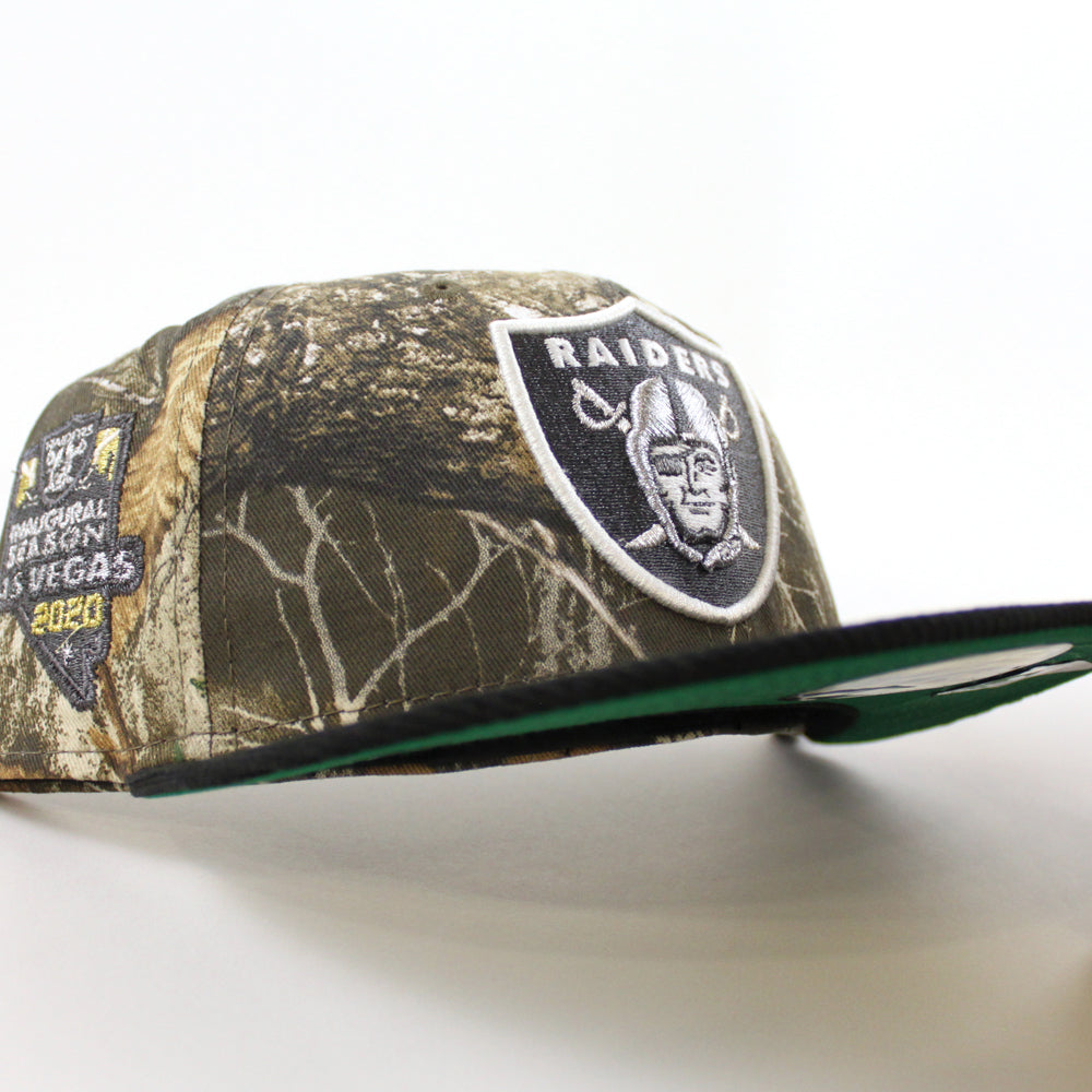 Las Vegas Raiders 50th Anniversary New Era 59FIFTY Fitted Hat (Black Green Paisley Under BRIM) 6 7/8