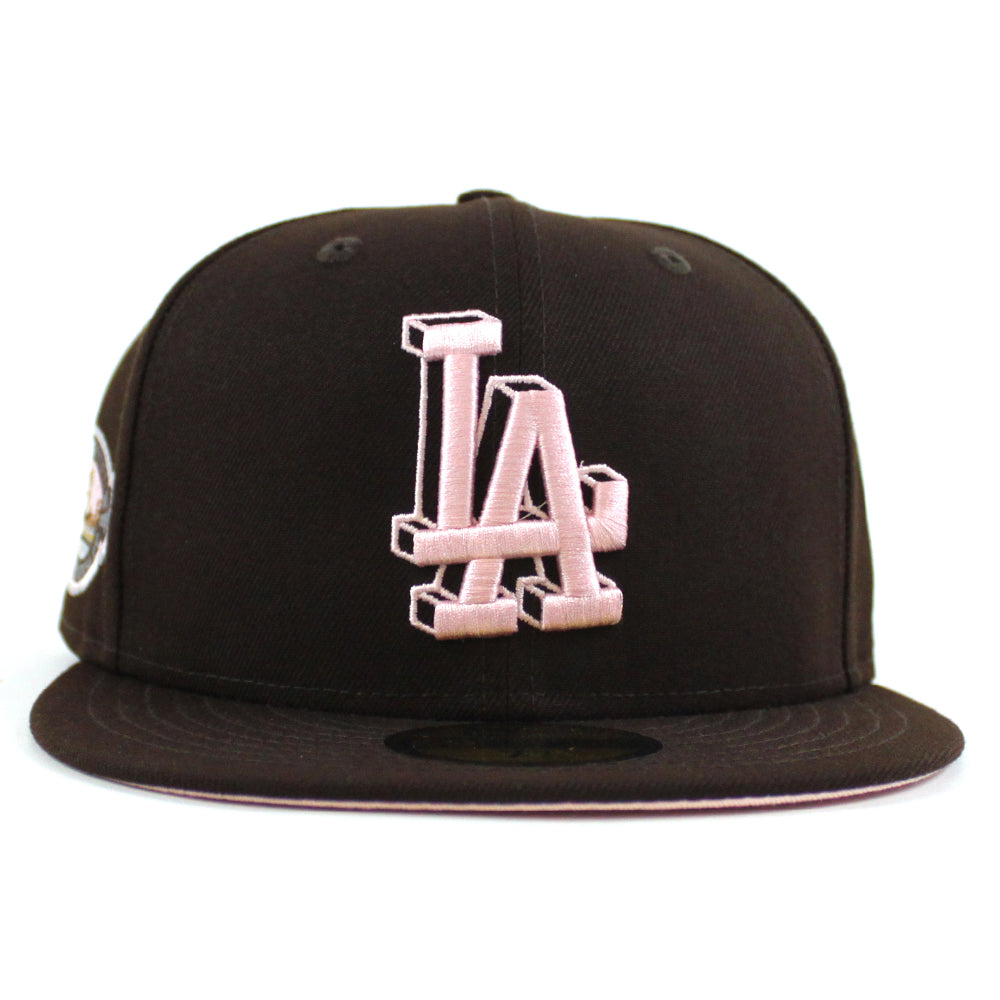 Los Angeles Dodgers 50th Anniversary Dodgers Stadium New Era 59FIFTY Fitted Hat (Burntwood Pink Under BRIM) 8