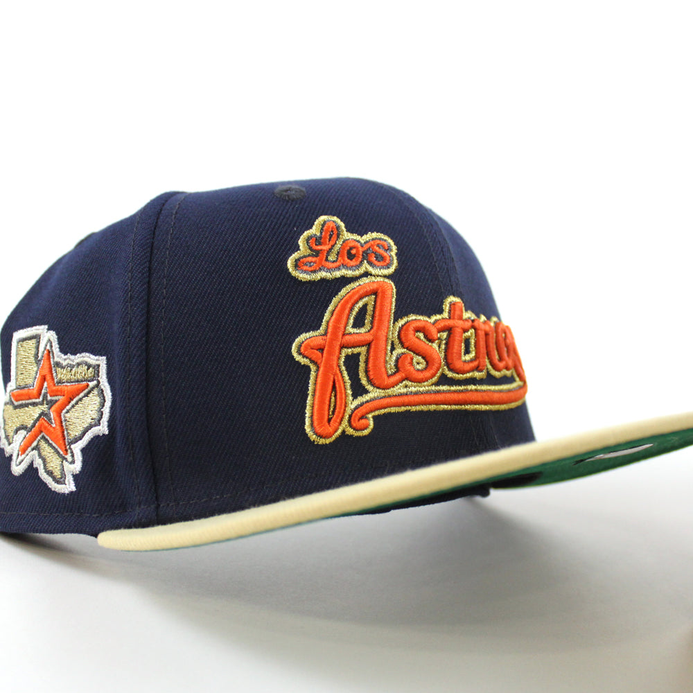 Houston Astros Astros Patch New Era 59FIFTY Fitted Hat (oceanside Blue Vegas Gold Green Under BRIM) 7 3/8