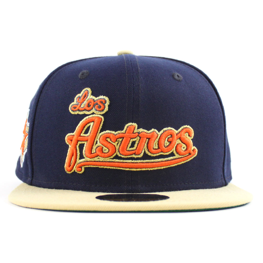 Houston Astros Astros Patch New Era 59FIFTY Fitted Hat (oceanside Blue Vegas Gold Green Under BRIM) 7 3/8