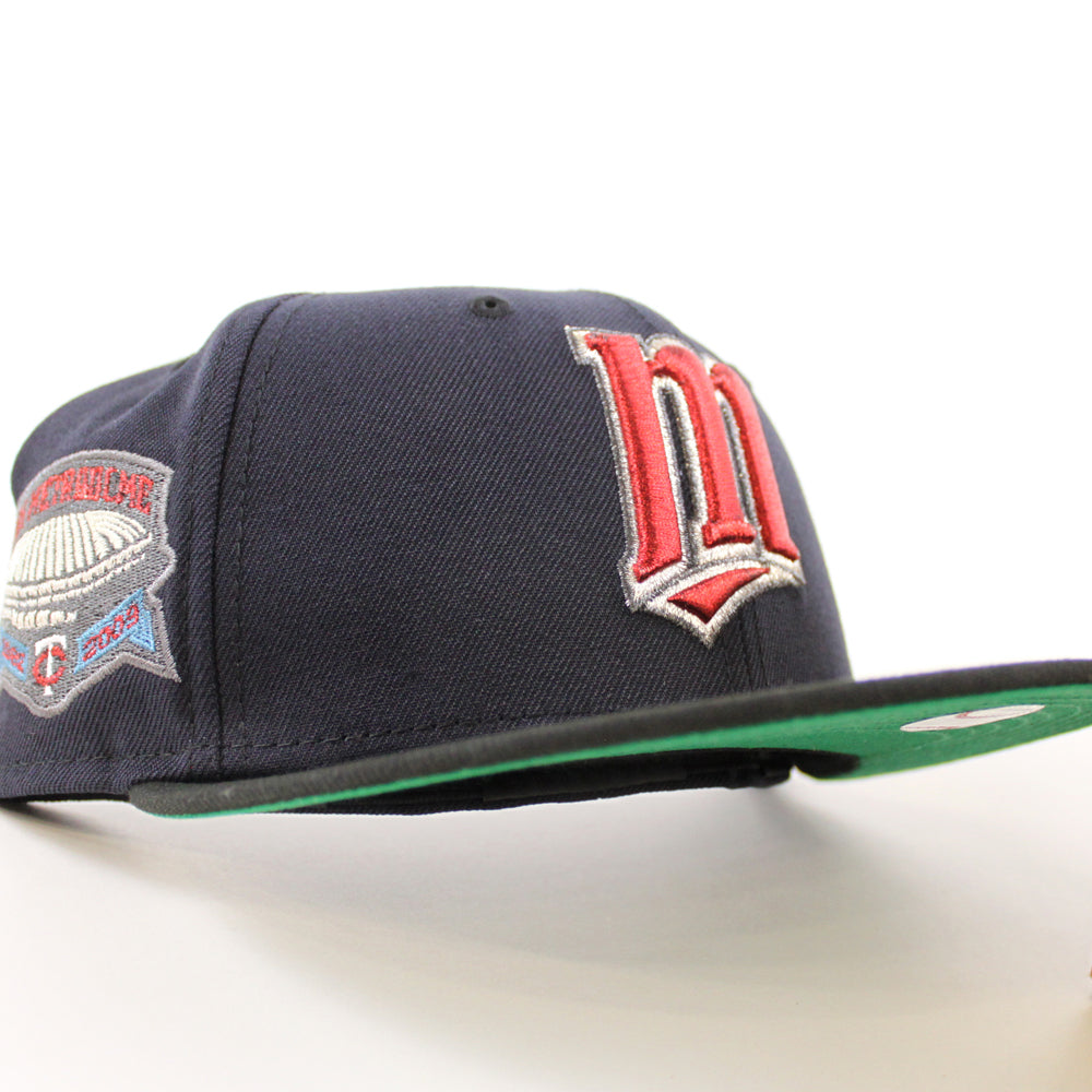 Minnesota Twins HHH Metrodome New Era 59FIFTY Fitted Hat (Navy Black Green Under BRIM) 7 3/4