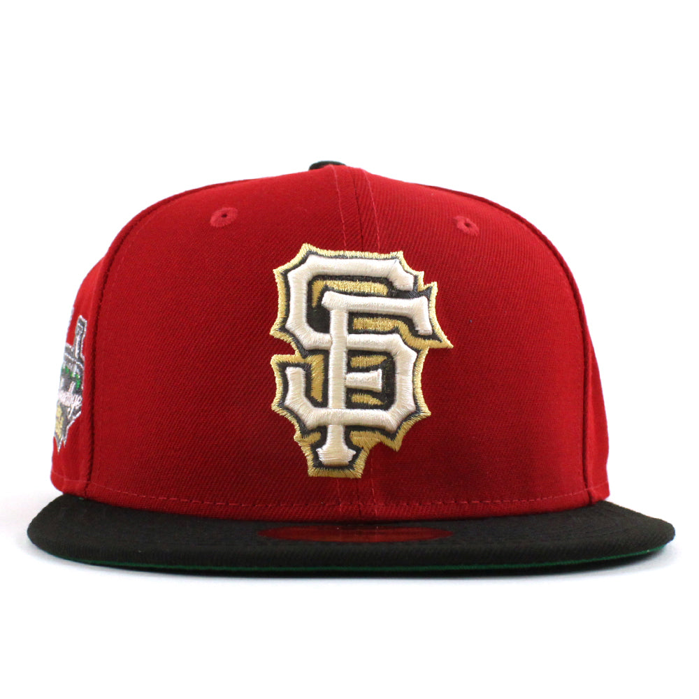 San Francisco Giants Tell It Good Bye New Era 59FIFTY Fitted Hat (Scarlet Black Green Under BRIM) 7 3/4