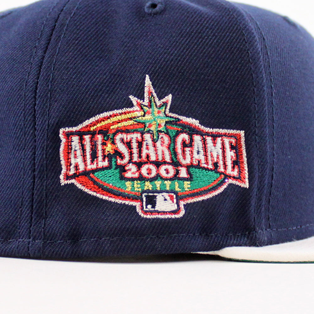 Seattle Mariners 2001 All Star Game New Era 59FIFTY Fitted Hat (oceanside Blue Snow White Green Under BRIM) 7 3/8