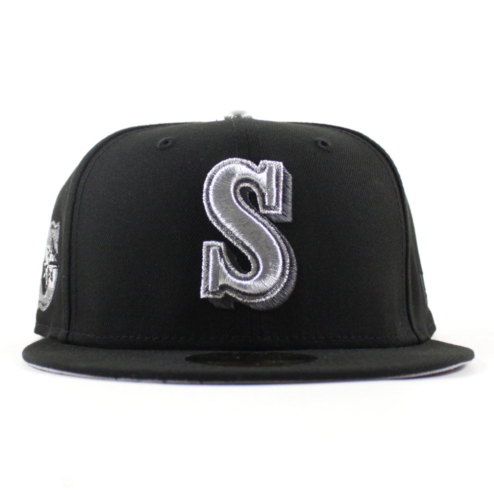 Seattle Mariners S Patch New Era 59Fifty Fitted Hat (Black Gray