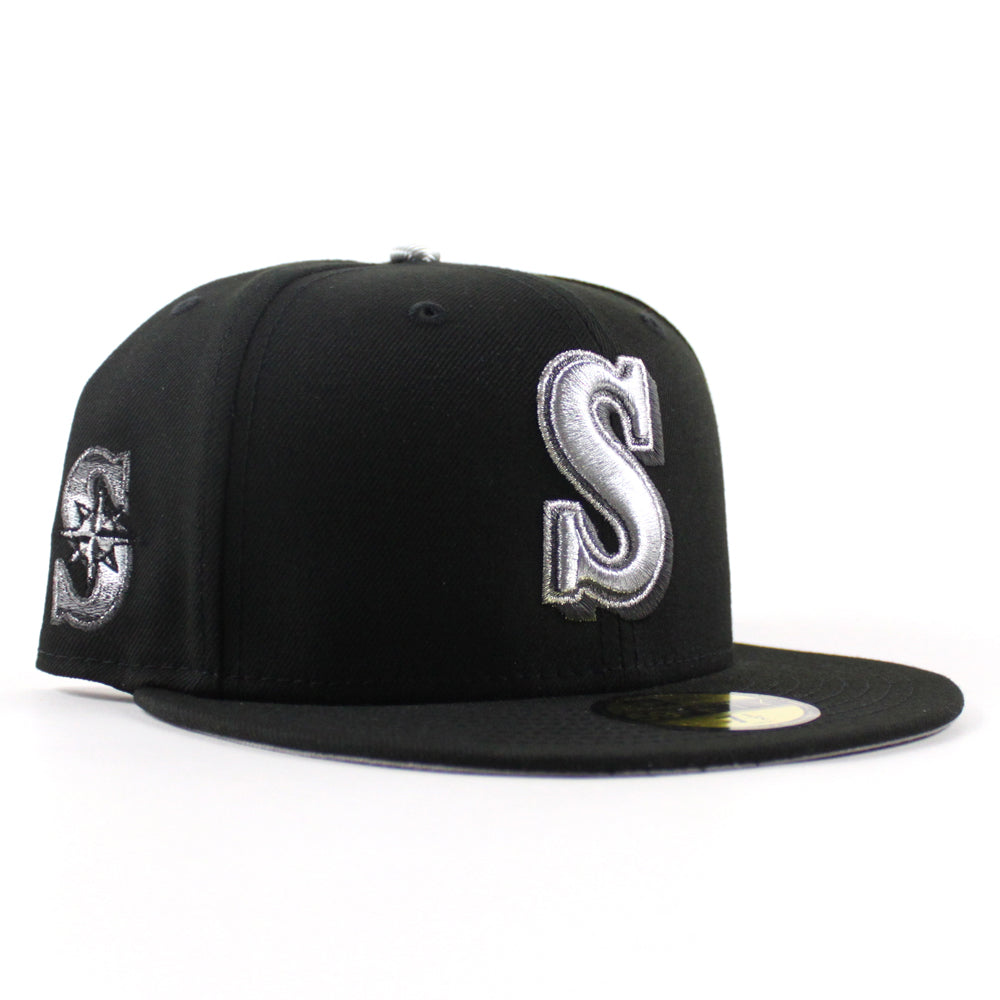 Seattle Mariners S Patch New Era 59Fifty Fitted Hat (Black Gray