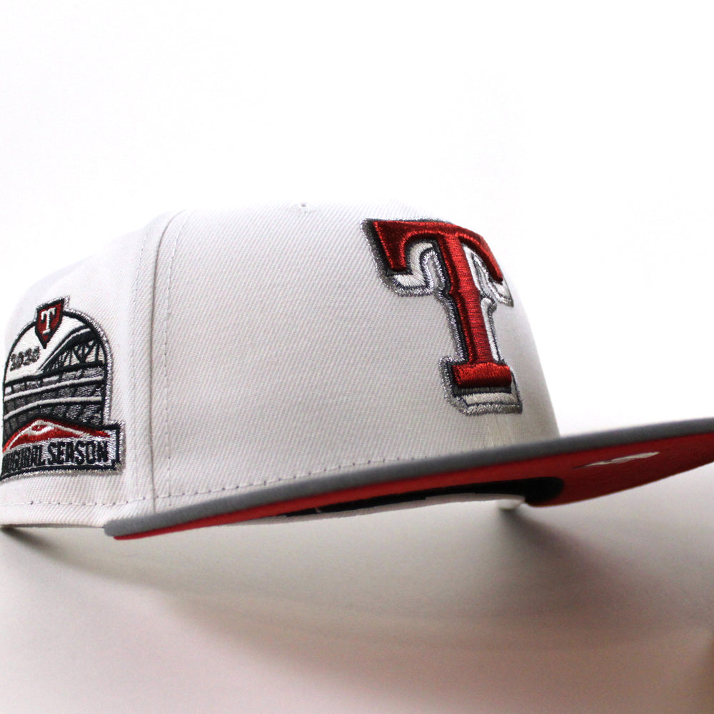 Texas Rangers 2020 Inaugural Season New Era 59FIFTY Fitted Hat (White Stone Gray Red Under BRIM) 7 3/4