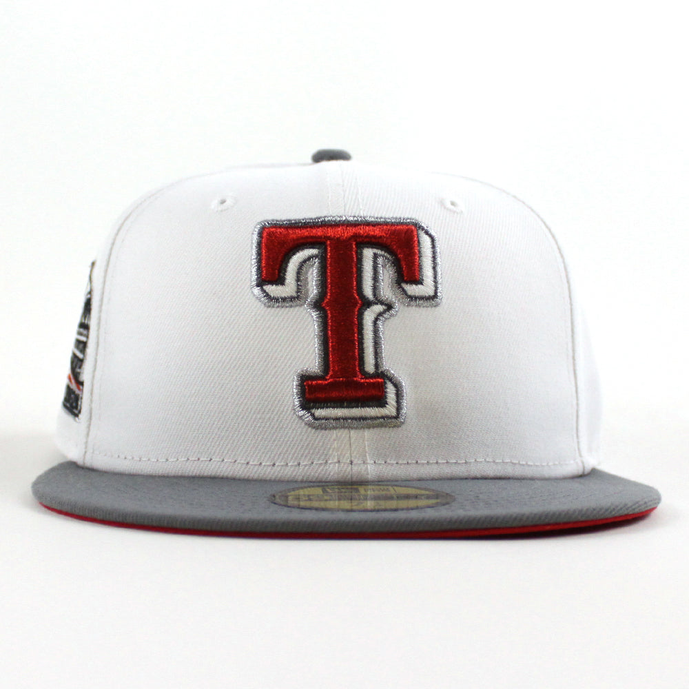 Texas Rangers 2020 Inaugural Season New Era 59FIFTY Fitted Hat (White Stone Gray Red Under BRIM) 7 1/2