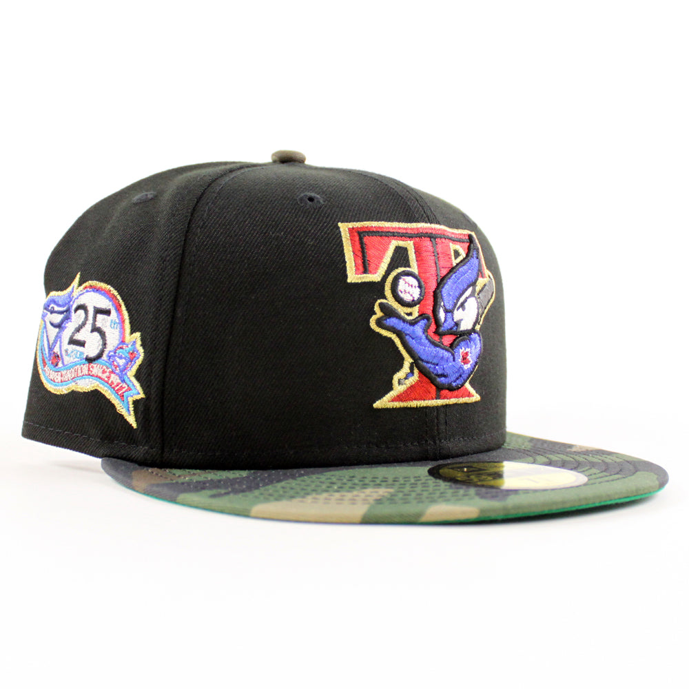 Toronto Blue Jays 25th Anniversary New Era 59FIFTY Fitted Hat (White Black Green Under BRIM) 7 1/8