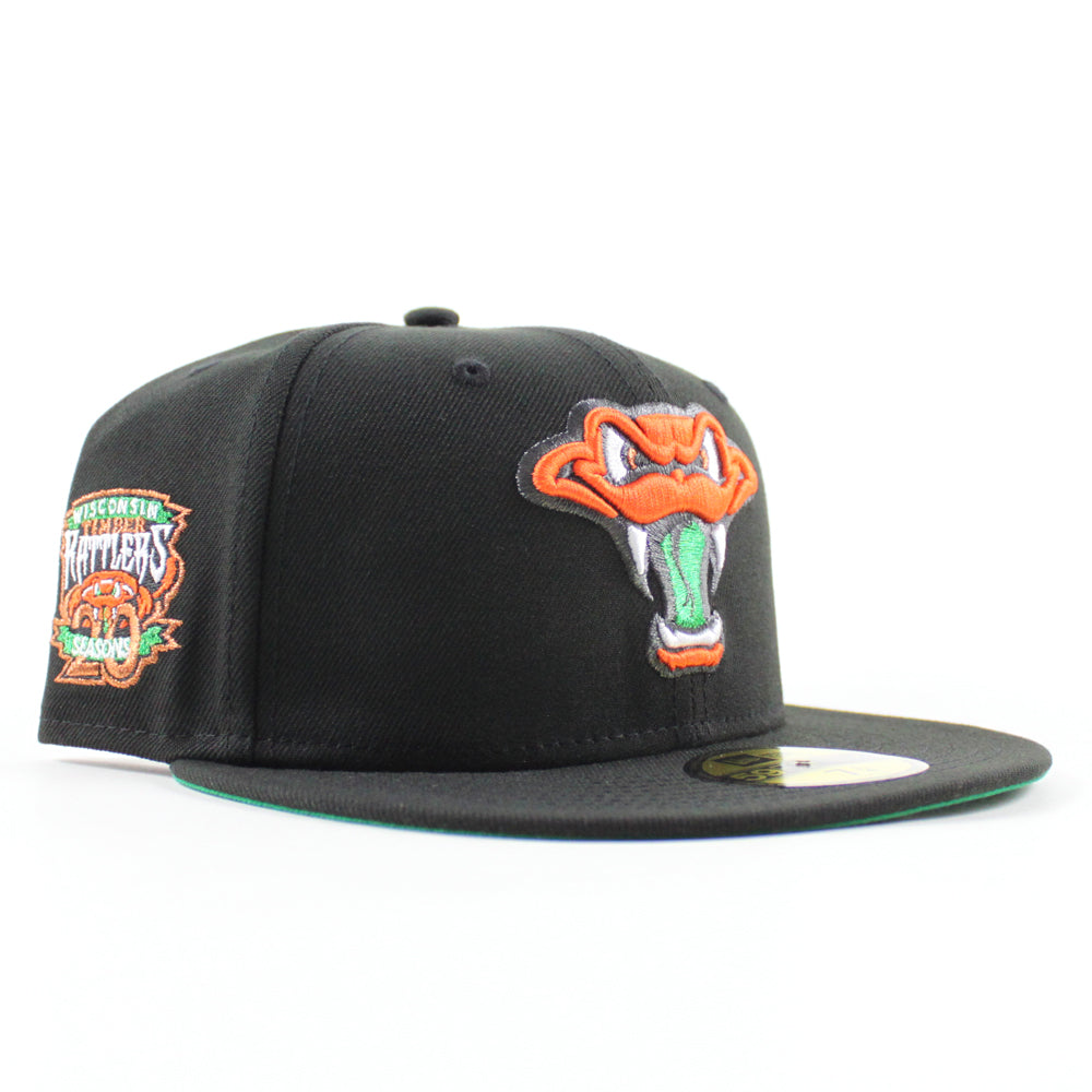 Script R Rattler Hat WISCONSIN TIMBER RATTLER 20th Season Anniversary New Era 59Fifty Fitte ...