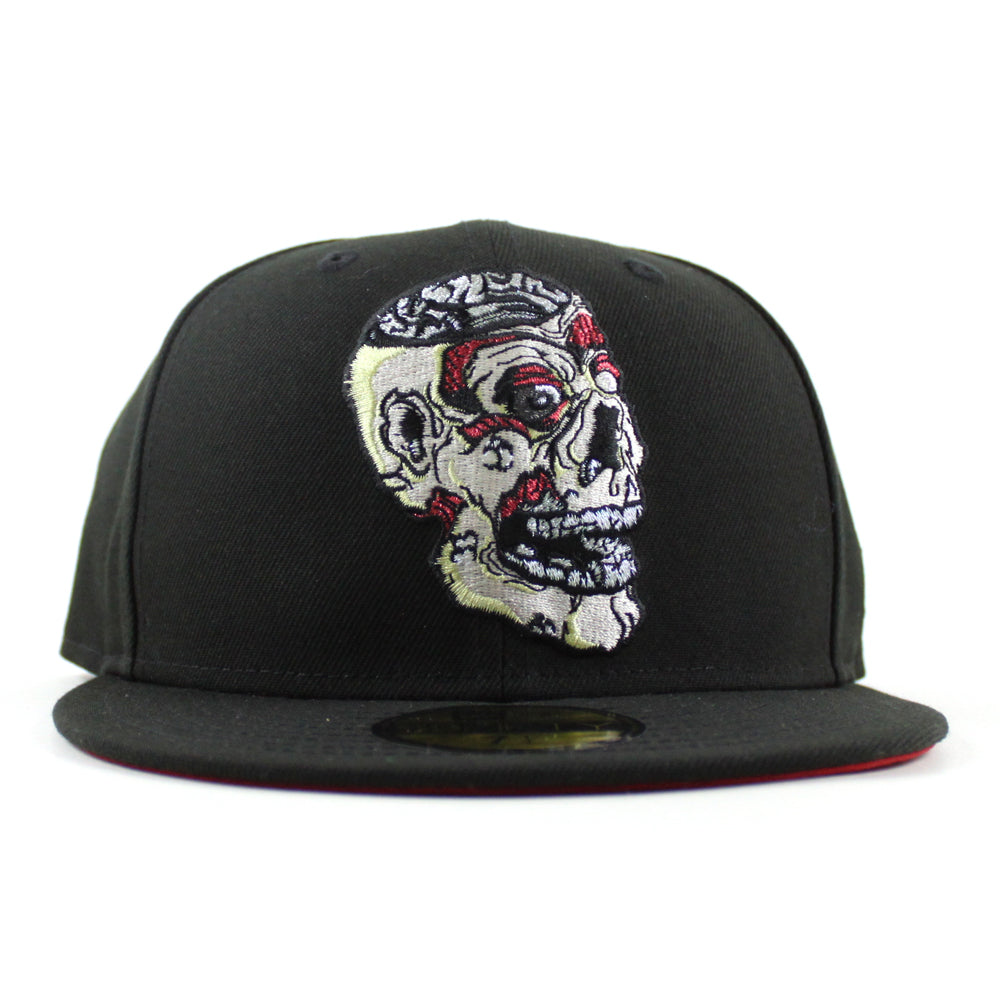 ZOMBIE BRAIN New Era 59Fifty Fitted Hat (Black Scarlet Red Under