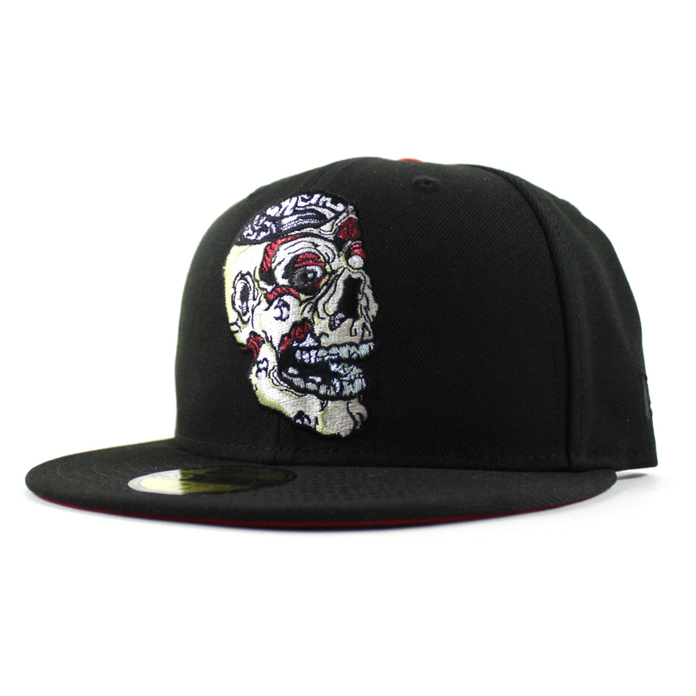 ZOMBIE BRAIN New Era 59Fifty Fitted Hat (Black Scarlet Red Under