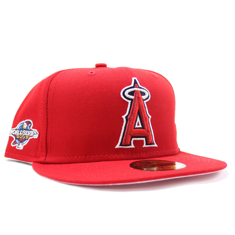 Anaheim Angels 2002 World Series New Era 59Fifty Fitted Hat (Red Pink Under  Brim)