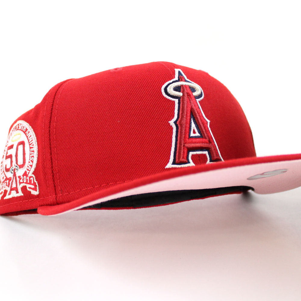 New Era Los Angeles Angels and Ducks Combined Logo Hat Red With Smudge