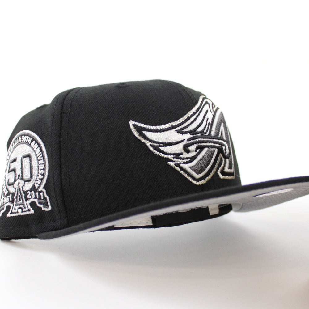 Anaheim Angels 50th Anniversary New Era 59Fifty Fitted Hat (GITD Black Grey  Under Brim)
