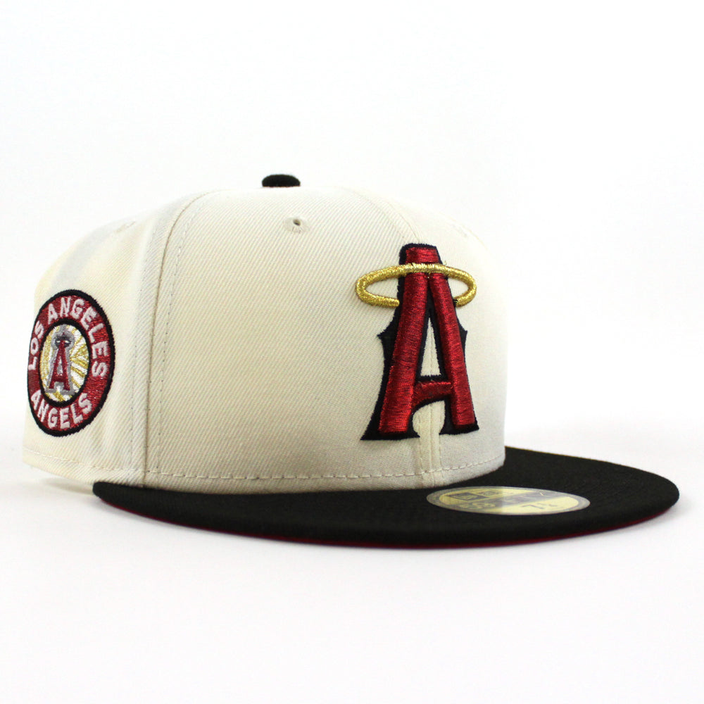 Anaheim Angels A City Connect New Era 59Fifty Fitted Hat (Chrome White  Black Red Under Brim) in 2023
