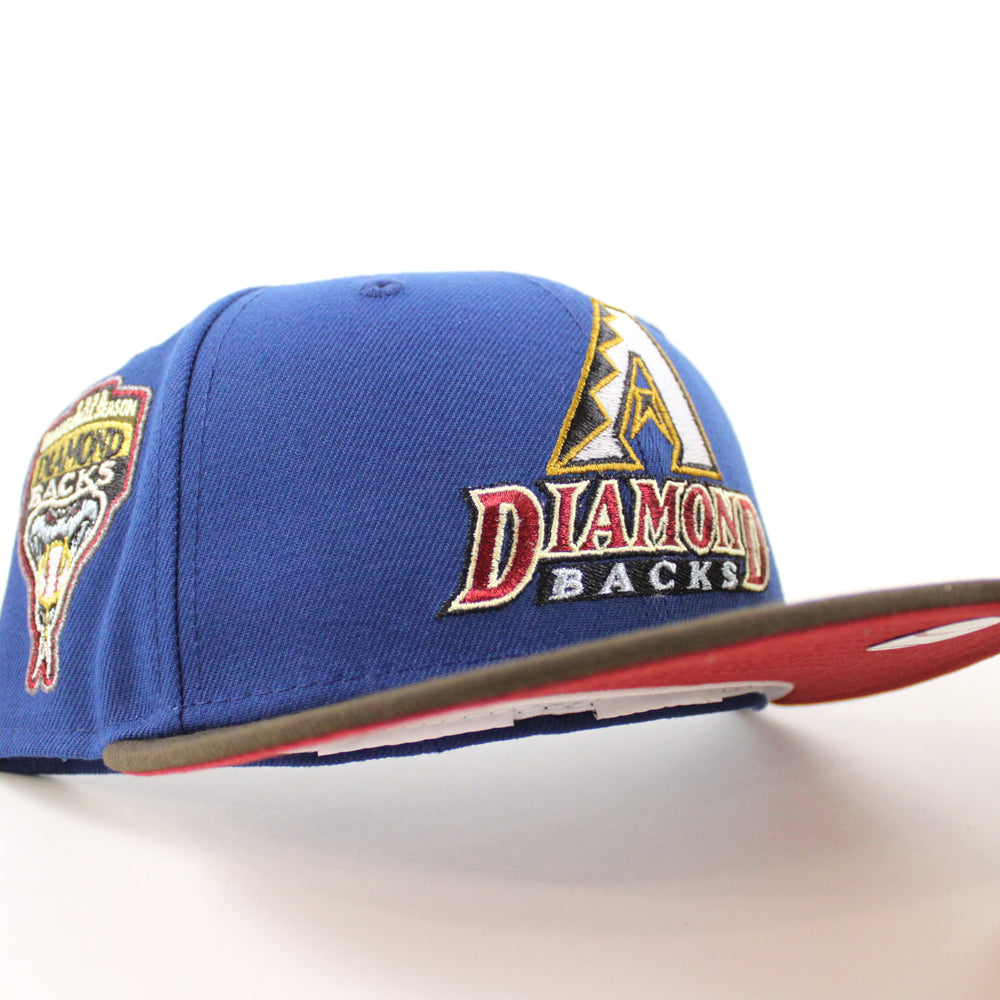 Arizona Diamondbacks 1998 Inaugural Season New Era 59FIFTY Fitted Hat (Glow in The Dark Songbird Blue Walnut Pinot Red Under BRIM) 7 1/8