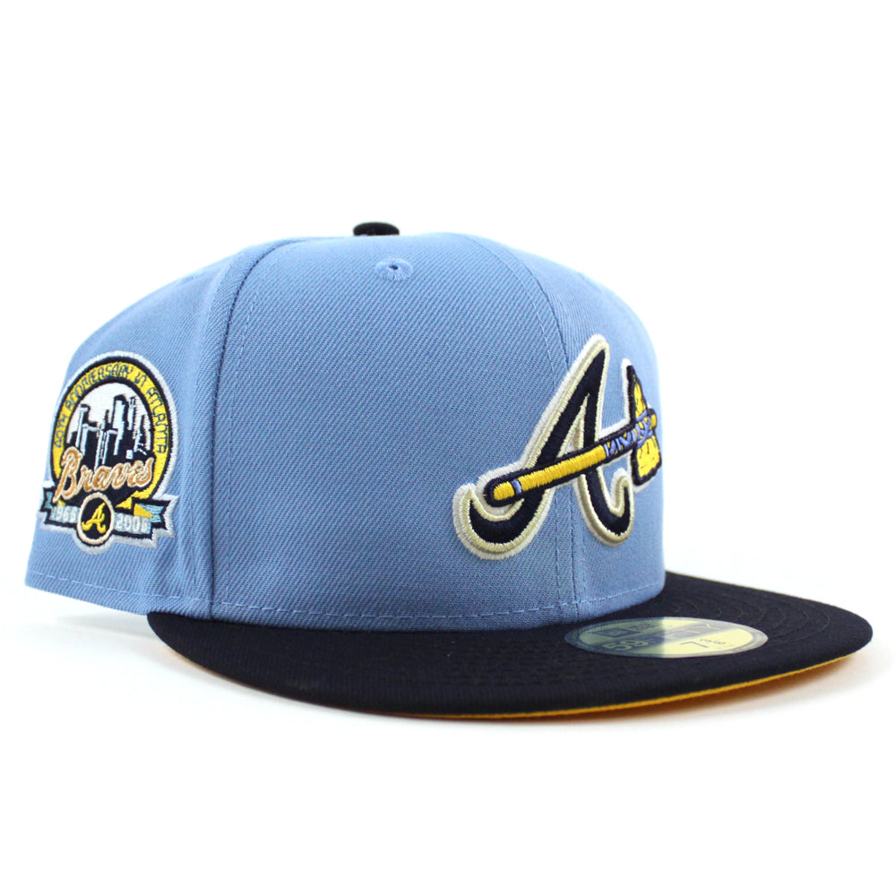 Atlanta Braves 40 ANNIVERSARY New Era 59Fifty Fitted Hat (Glow in the Dark  Sky Blue Navy Gold Under Brim)