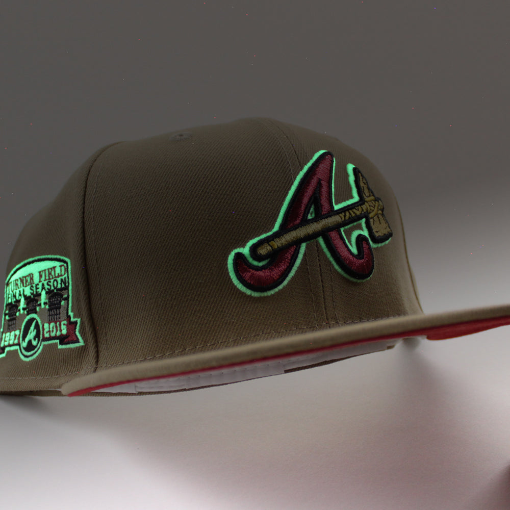 Atlanta Braves New Era Jersey Pack Chrome White and Navy/Red Bill and Kelly Green Bottom with 30th Anniversary Patch on Side 59FIFTY Fitted Hat