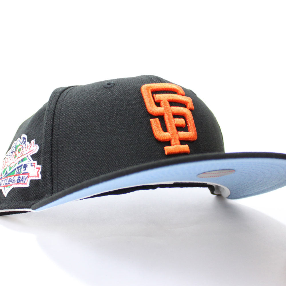 BATTLE OF THE BAY San Francisco Giants 1989 World Series Patch New Era  59Fifty Fitted Hats (BLACK BLUE UNDER BRIM)