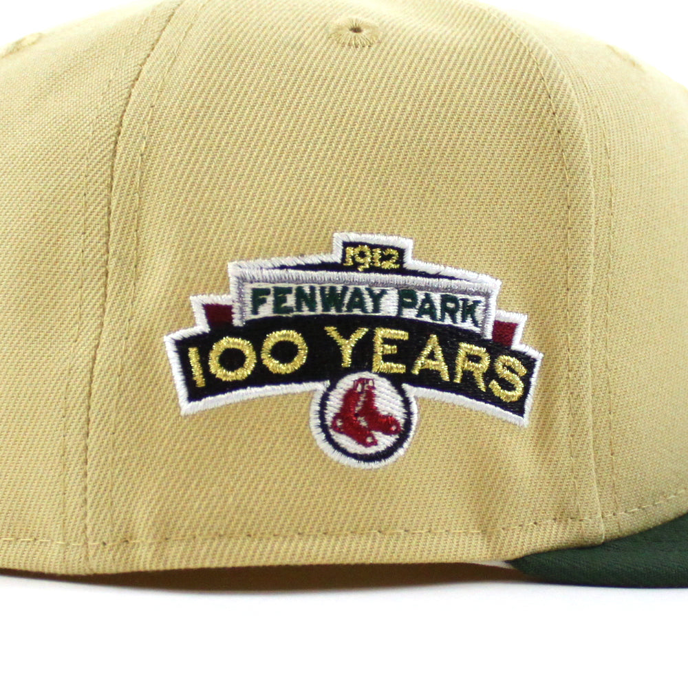 Boston Red Sox 100 Years Fenway Park New Era 59FIFTY Fitted Hat (Vegas Gold Cilantro Gray Under BRIM) 7 3/8