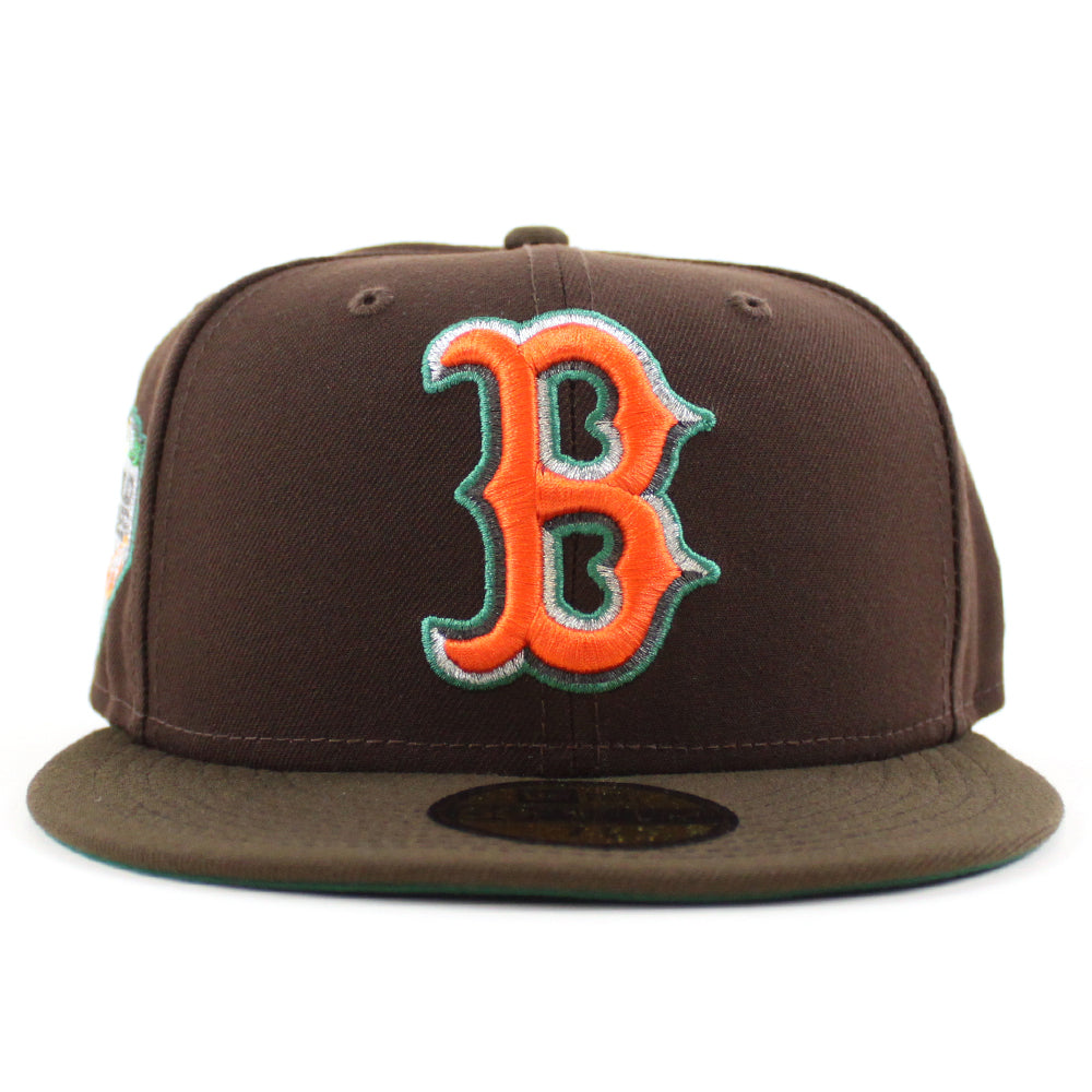 Boston Red Sox 2018 World Series New Era 59FIFTY Fitted Hat (Burnt Wood Walnut Emerald Green ) 7 3/4