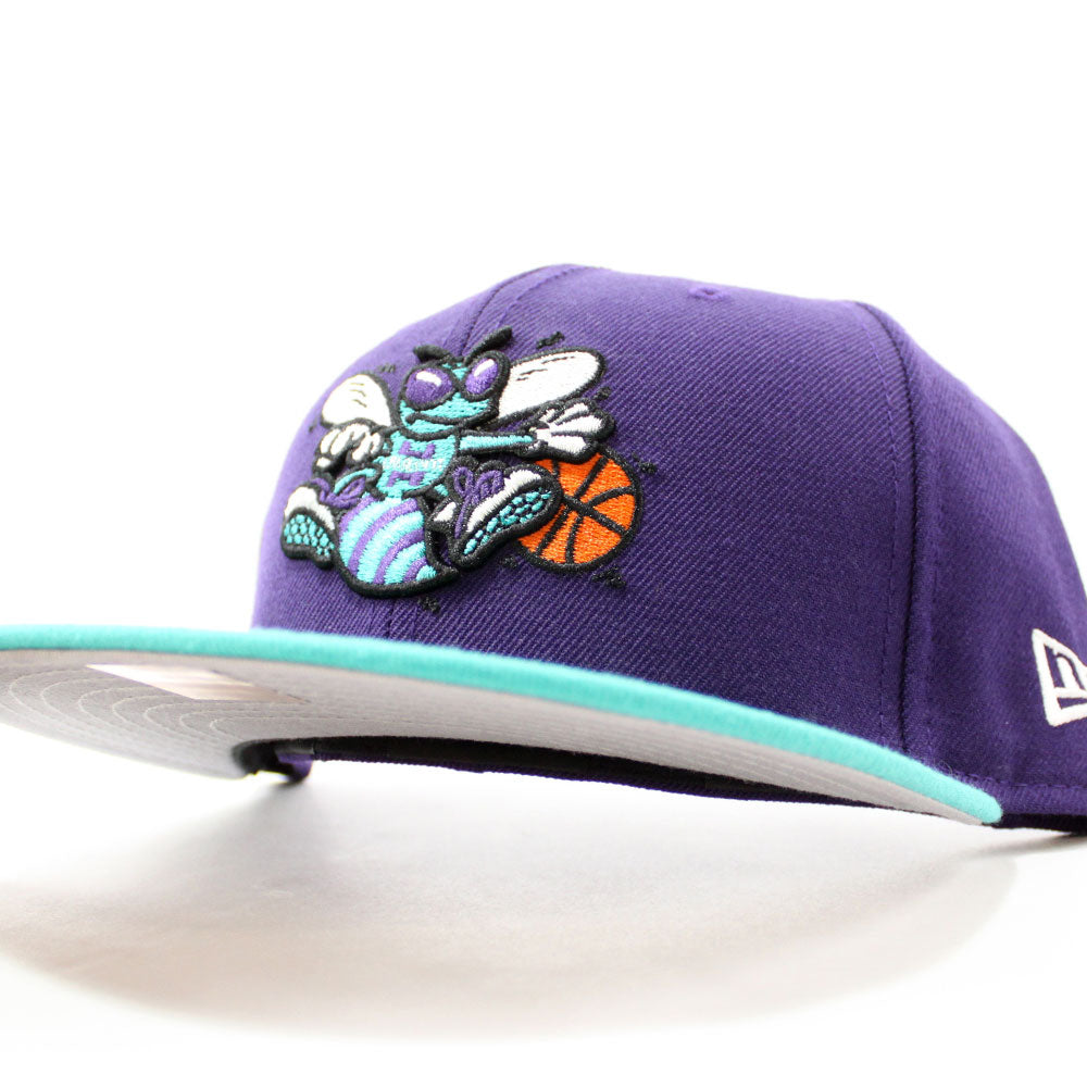New Era Men's New Era Purple/White Charlotte Hornets Script Pinwheel  59FIFTY Fitted Hat
