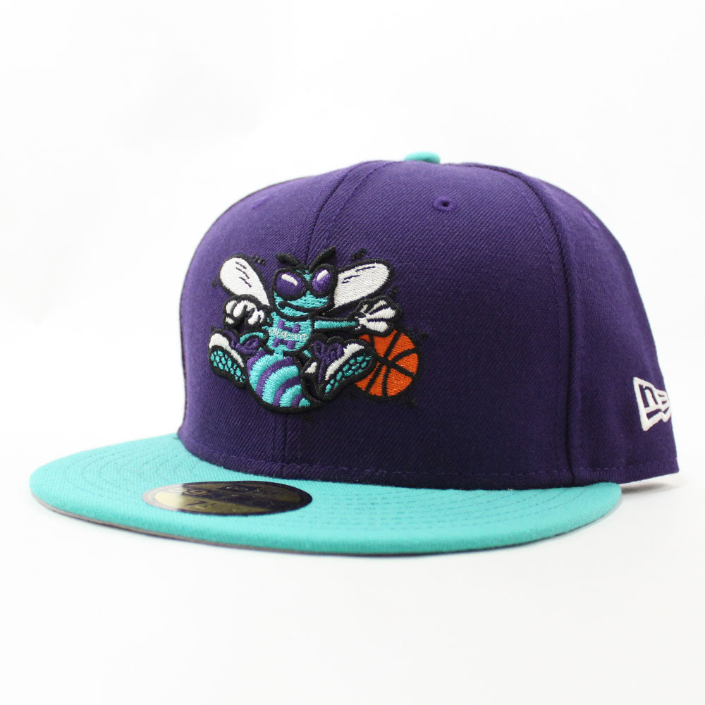 New Era Men's New Era Purple/White Charlotte Hornets Script Pinwheel  59FIFTY Fitted Hat
